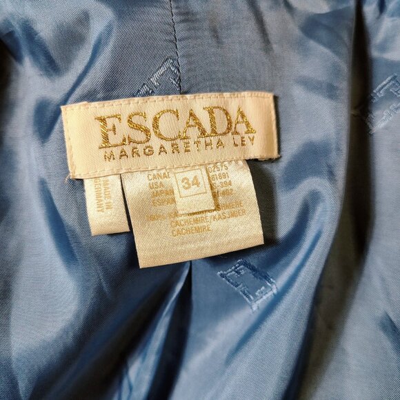 Escada Margaretha Ley Blazer Women 34 Blue Check 100% Cashmere Two-Button Jacket - Picture 14 of 14